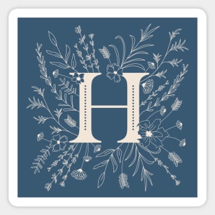 Botanical Letter H (Lake Blue) Sticker